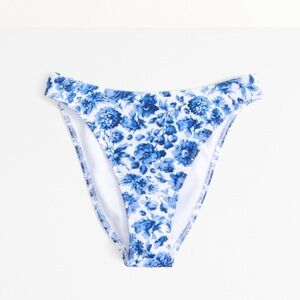 Abercrombie mid-rise high-leg moderate swim bottoms- blue and white floral